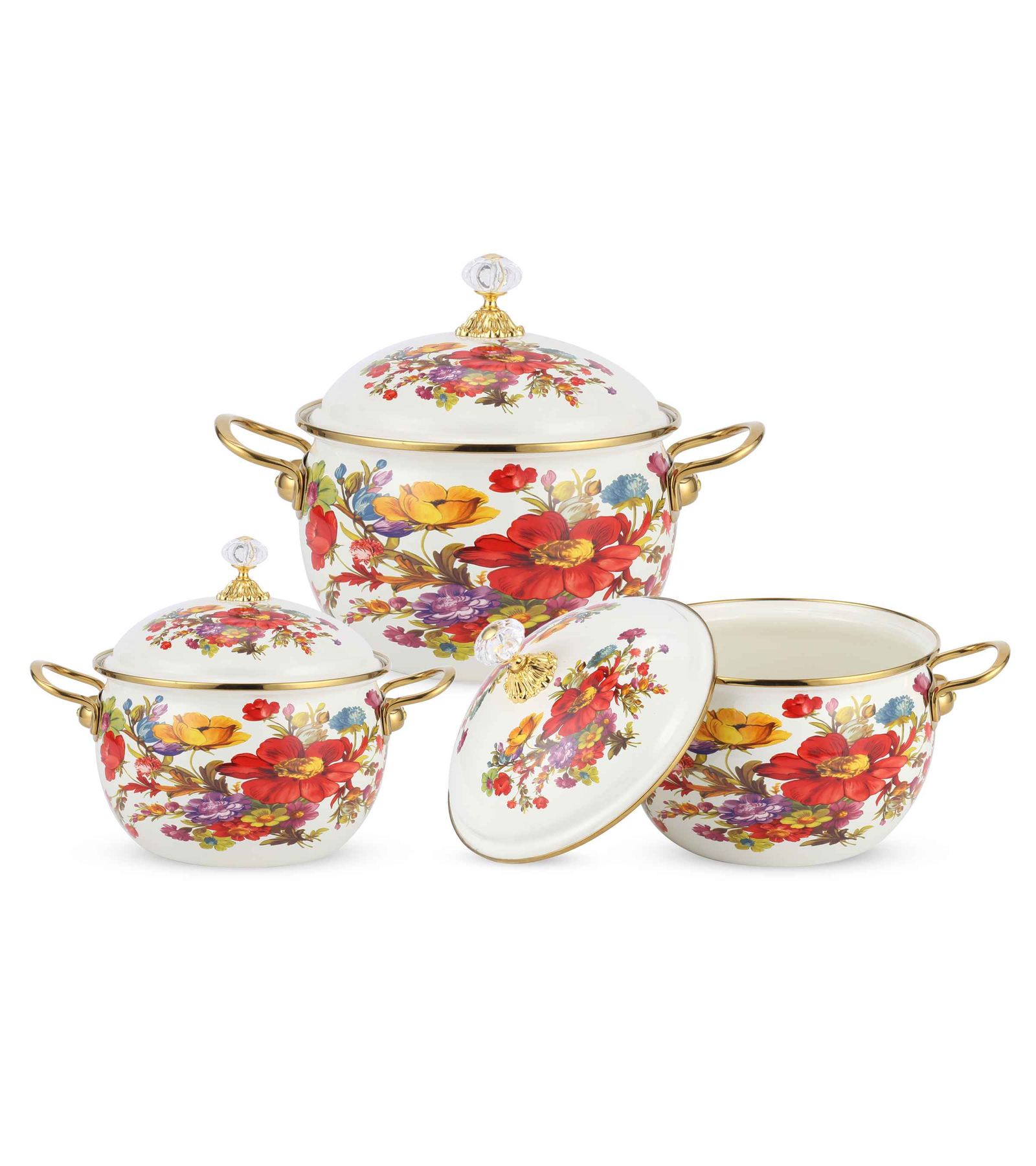 Anniversary Celebration while stocks last:6 Pcs Enamel Kitchen Cooking Pot Set with Lid