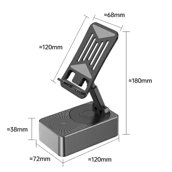 Bluetooth Speaker With Phone Stand 360ΒΊ Rotating Mobile Phone Holder Anti-Slip Base Bluetooth Audio 5000mAh Power Bank Bracket