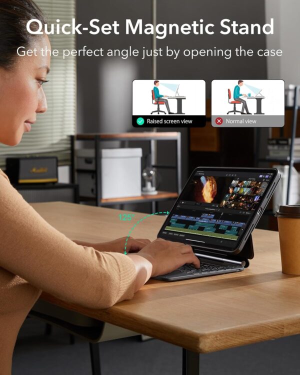 ESR iPad Air 11 Inch Case with Keyboard (M3,2025/M2,2024) & iPad Pro 11/Air 5/4 Gen Keyboard, Easy-Set Magnetic Stand, Portrait/Raised Modes, with Removable Protective Case,...