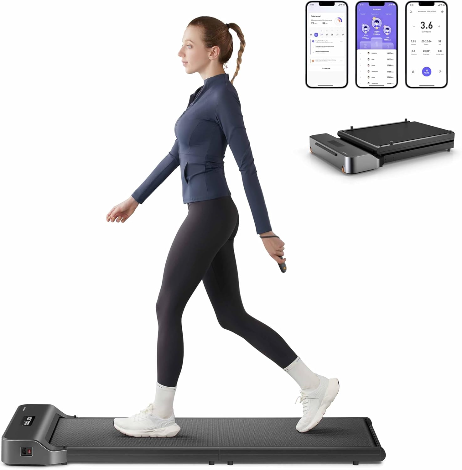 Limited-Time Sale for Summer Surprises AED 89د.إ:KingSmith Walkingpad Z1 Folding Treadmill Ultra Slim Electric 180°Foldable Treadmill Smart Fold Walking Pad Portable Safety Non...