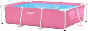 Limited-Time Sale for Summer Surprises AED 99د.إ：Intex 28266EH 7'L x 5'W x 23-5/8"H Rectangular Metal Frame Above Ground Outdoor Backyard Swimming Pool, 439 Gallons of Water, Pink