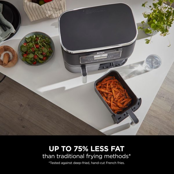 Ninja Foodi Dual Zone Digital Air Fryer, 2 Drawers, 7.6L, 6-in-1, Uses No Oil, Air Fry, Max Crisp, Roast, Bake, Reheat, Dehydrate, Cooks 4-6 Portions, Non-Stick, Dishwasher Safe...