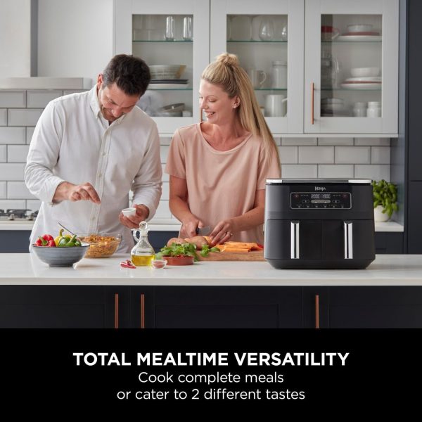 Ninja Foodi Dual Zone Digital Air Fryer, 2 Drawers, 7.6L, 6-in-1, Uses No Oil, Air Fry, Max Crisp, Roast, Bake, Reheat, Dehydrate, Cooks 4-6 Portions, Non-Stick, Dishwasher Safe...