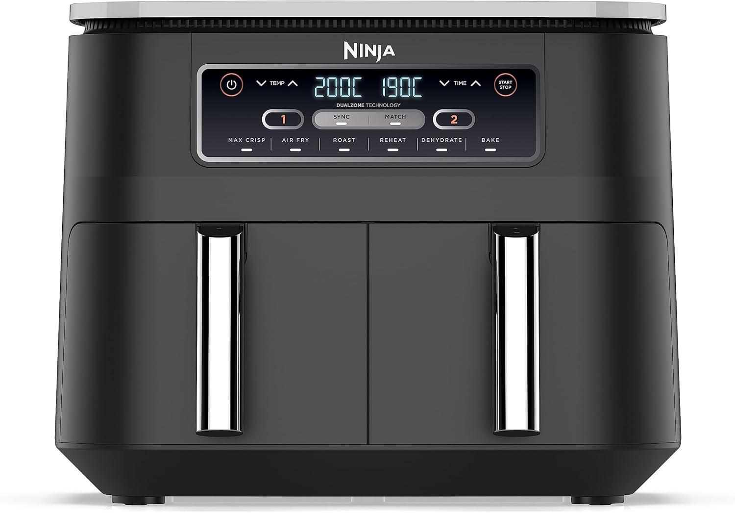 Ninja Foodi Dual Zone Digital Air Fryer, 2 Drawers, 7.6L, 6-in-1, Uses No Oil, Air Fry, Max Crisp, Roast, Bake, Reheat, Dehydrate, Cooks 4-6 Portions, Non-Stick, Dishwasher Safe...