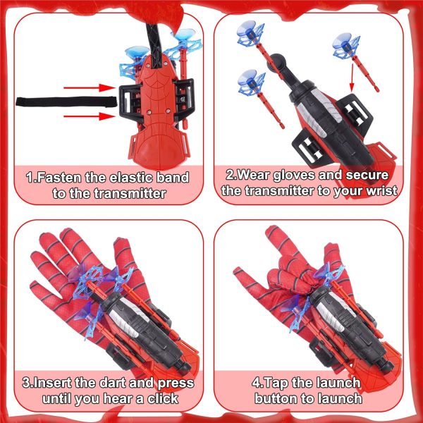 Spider Shooter Boys Girls Toy - 2 Pack Web Shooters for Kids Super Hero Toys with Spider Gloves Launcher Wrist Toys Sucking Disc Bullets for Boy Girl Age 3-14 Birthday Gifts...