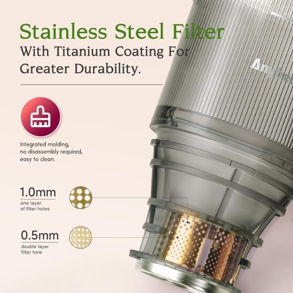 Summer Final Clearance Just AED 89د.إ:Cold Press Juicer, 200W Slow Juicer 4.3" Large Feed Chute Fit Whole Fruits Vegetables | Upgraded Auger | Tritan Material | BPA Free | Juice...