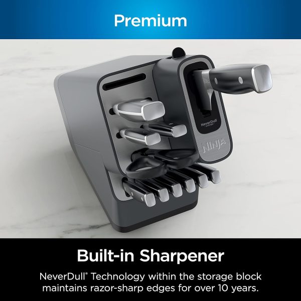 Summer Final Clearance Just AED 89د.إ:Ninja K32012 Foodi NeverDull Premium Knife System, 12 Piece Knife Block Set with Built-in Sharpener, German Stainless Steel Knives, Black